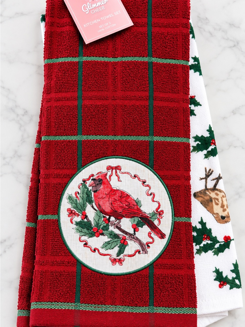 Red Cardinal Holiday Kitchen Towel - Set